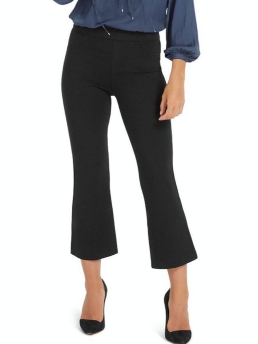Spanx Ponte Cropped Flare Pants in Classic Black Size L